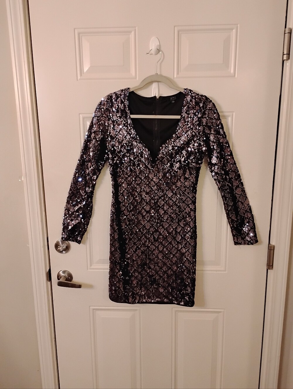 privy Black Sequin Long Sleeve Mini Dress